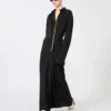 Vestido camisero de seda elástica, negro Vestido camisero de seda elástica, negro