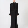 Vestido camisero de seda elástica, negro Vestido camisero de seda elástica, negro