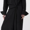 Vestido camisero de seda elástica, negro Vestido camisero de seda elástica, negro