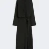 Vestido camisero de seda elástica, negro Vestido camisero de seda elástica, negro