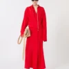 Vestido camisero de seda elástica, rojo Vestido camisero de seda elástica, rojo