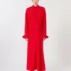 Vestido camisero de seda elástica, rojo Vestido camisero de seda elástica, rojo
