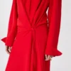 Vestido camisero de seda elástica, rojo Vestido camisero de seda elástica, rojo