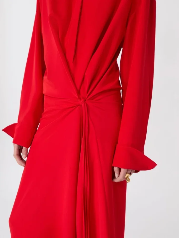 Vestido camisero de seda elástica, rojo Vestido camisero de seda elástica, rojo