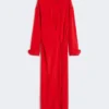 Vestido camisero de seda elástica, rojo Vestido camisero de seda elástica, rojo