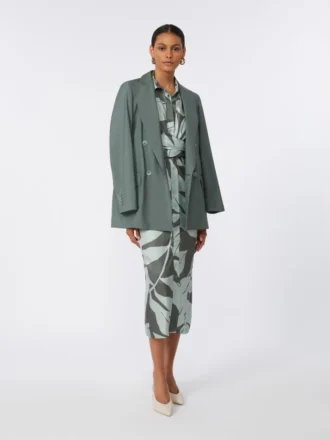 Vestido camisero de seda estampado, verde