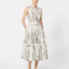 Vestido camisero estampado de mikado, marfil Vestido camisero estampado de mikado, marfil