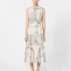 Vestido camisero estampado de mikado, marfil Vestido camisero estampado de mikado, marfil