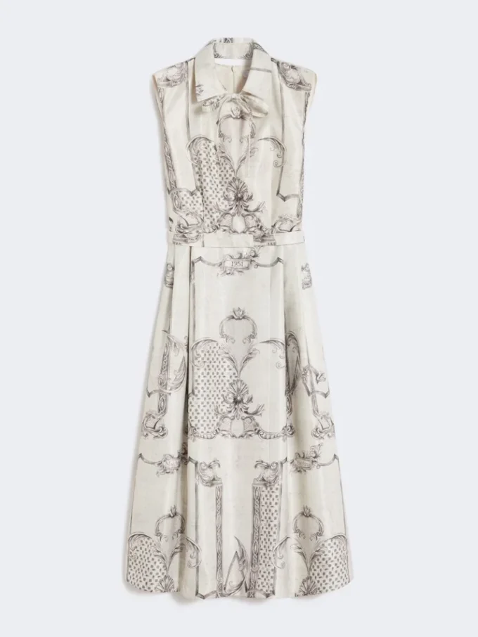 Vestido camisero estampado de mikado, marfil Vestido camisero estampado de mikado, marfil