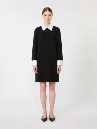 Vestido corto de cady, negro