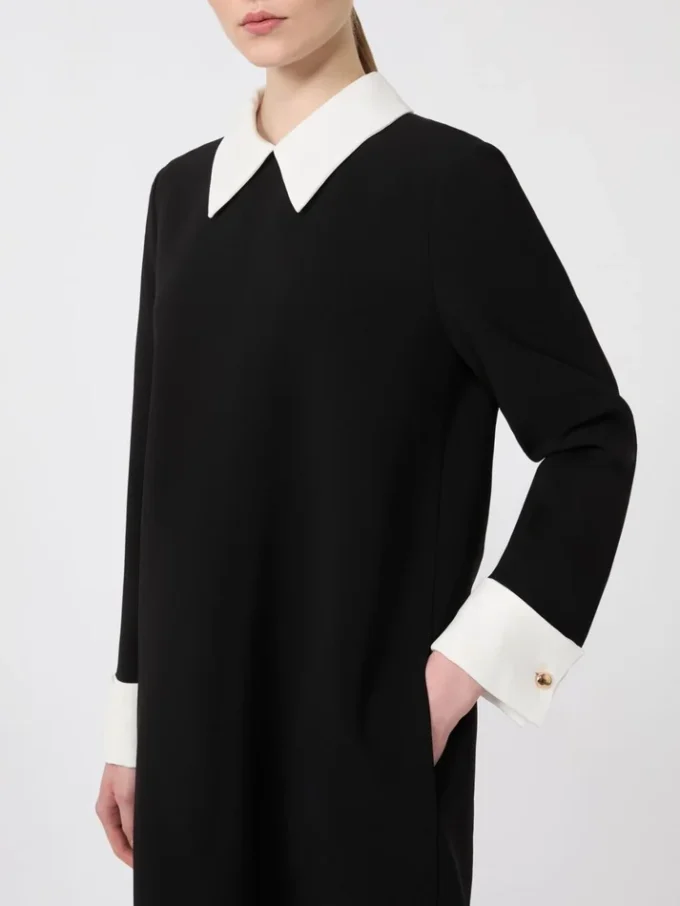 Vestido corto de cady, negro Vestido corto de cady, negro