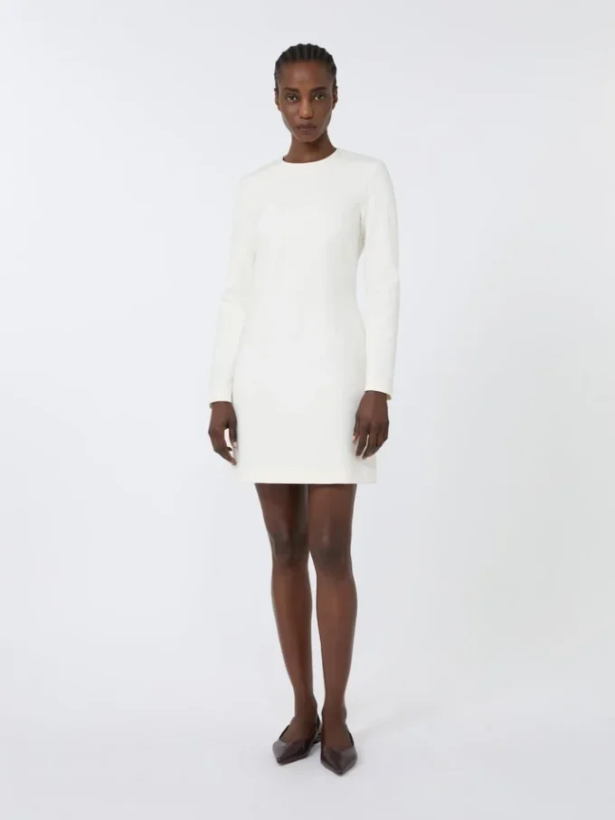 Vestido corto de jersey scuba, color marfil Vestido corto de jersey scuba, color marfil