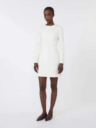 Vestido corto de jersey scuba, color marfil