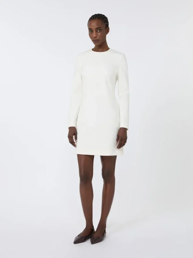 Vestido corto de jersey scuba, color marfil Vestido corto de jersey scuba, color marfil