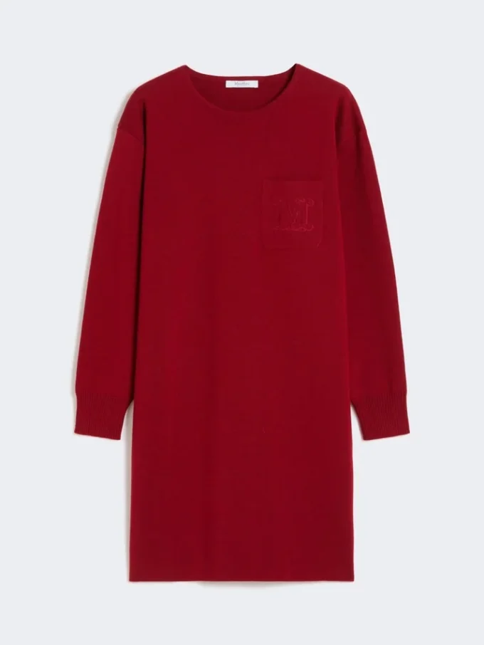 Vestido corto de lana, rojo oscuro Vestido corto de lana, rojo oscuro