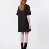 Vestido corto de lona de algodón y lino, negro Vestido corto de lona de algodón y lino, negro