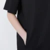 Vestido corto de lona de algodón y lino, negro Vestido corto de lona de algodón y lino, negro