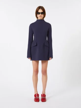 Vestido corto y entallado de gabardina, azul medianoche