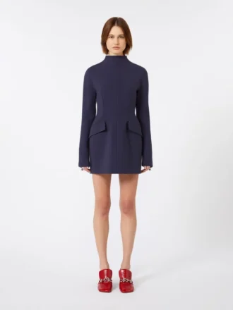 Vestido corto y entallado de gabardina, azul medianoche