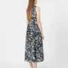 Vestido de algodón estampado con cinturón, azul ultramar