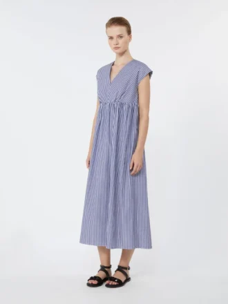 Vestido de corte A de popelín de algodón, azul marino