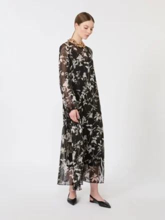Vestido de gasa estampada, negro