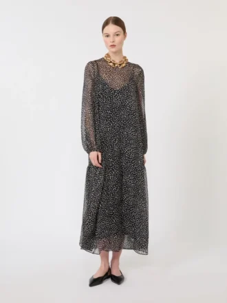 Vestido de gasa estampada, negro