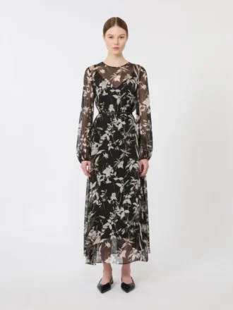 Vestido de gasa estampada, negro