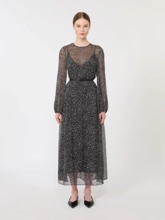 Vestido de gasa estampada, negro