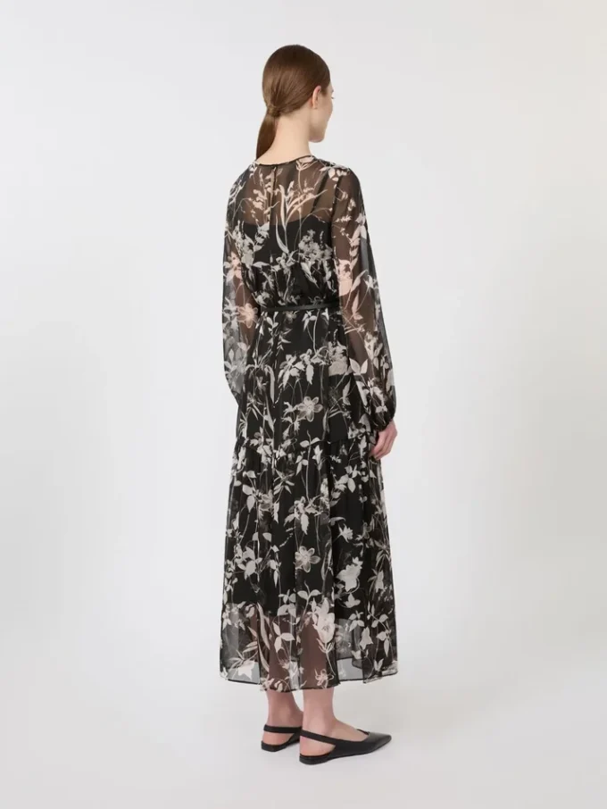 Vestido de gasa estampada, negro Vestido de gasa estampada, negro