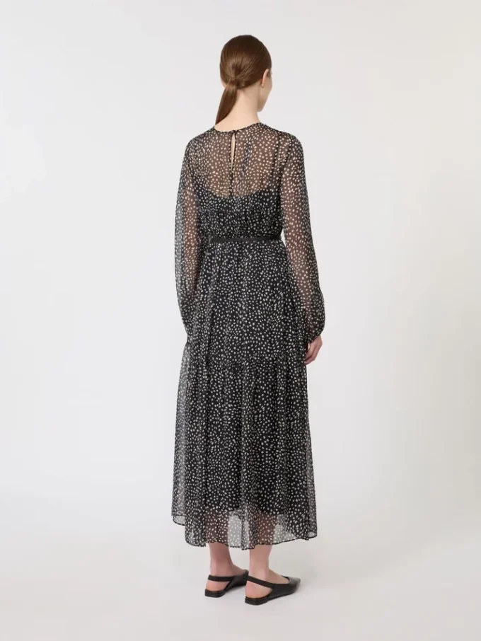 Vestido de gasa estampada, negro Vestido de gasa estampada, negro