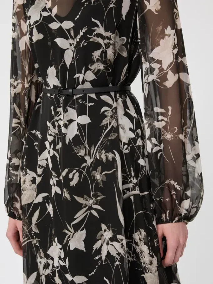 Vestido de gasa estampada, negro Vestido de gasa estampada, negro