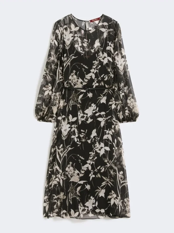 Vestido de gasa estampada, negro Vestido de gasa estampada, negro