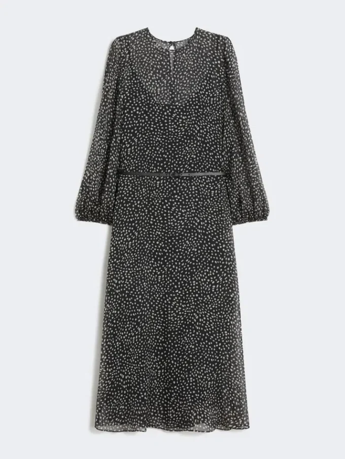 Vestido de gasa estampada, negro Vestido de gasa estampada, negro