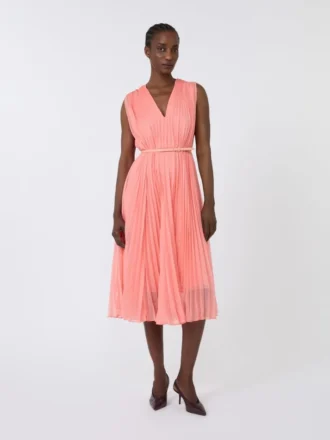 Vestido de gasa plisada, rosa