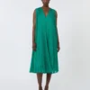 Vestido de gasa plisada, verde Vestido de gasa plisada, verde