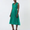 Vestido de gasa plisada, verde Vestido de gasa plisada, verde