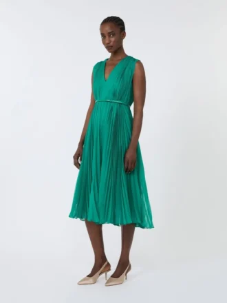 Vestido de gasa plisada, verde