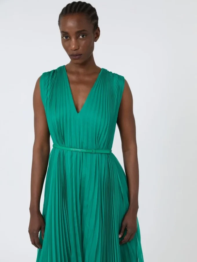 Vestido de gasa plisada, verde Vestido de gasa plisada, verde