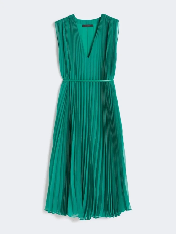 Vestido de gasa plisada, verde Vestido de gasa plisada, verde