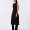 Vestido de hilo de crepé de viscosa, negro Vestido de hilo de crepé de viscosa, negro