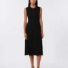Vestido de hilo de crepé de viscosa, negro Vestido de hilo de crepé de viscosa, negro