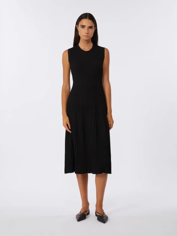 Vestido de hilo de crepé de viscosa, negro Vestido de hilo de crepé de viscosa, negro