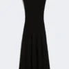 Vestido de hilo de crepé de viscosa, negro Vestido de hilo de crepé de viscosa, negro
