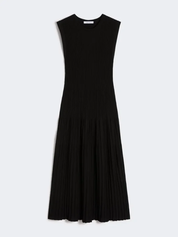 Vestido de hilo de crepé de viscosa, negro Vestido de hilo de crepé de viscosa, negro