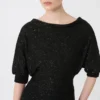 Vestido de hilo de viscosa con lentejuelas, negro Vestido de hilo de viscosa con lentejuelas, negro