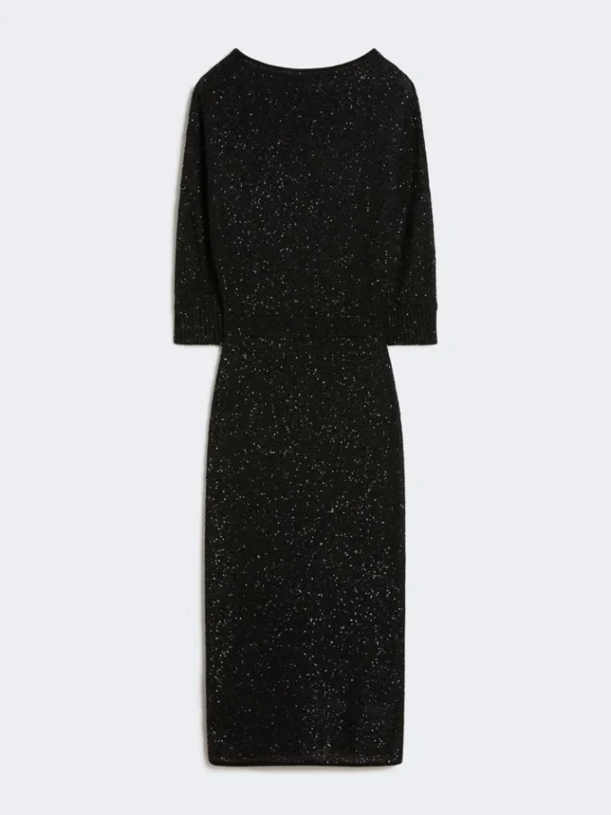 Vestido de hilo de viscosa con lentejuelas, negro Vestido de hilo de viscosa con lentejuelas, negro