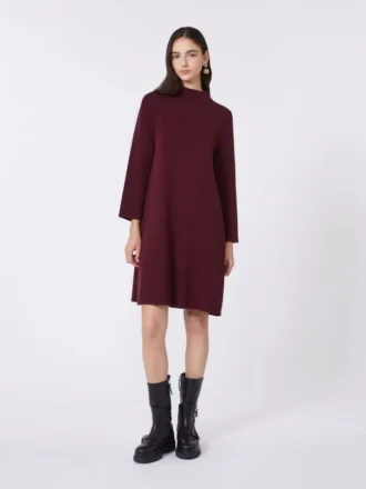 Vestido de hilo de viscosa elástica, burdeos