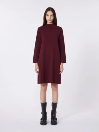 Vestido de hilo de viscosa elástica, burdeos