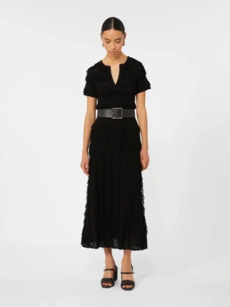 Vestido de hilo de viscosa estampado, negro